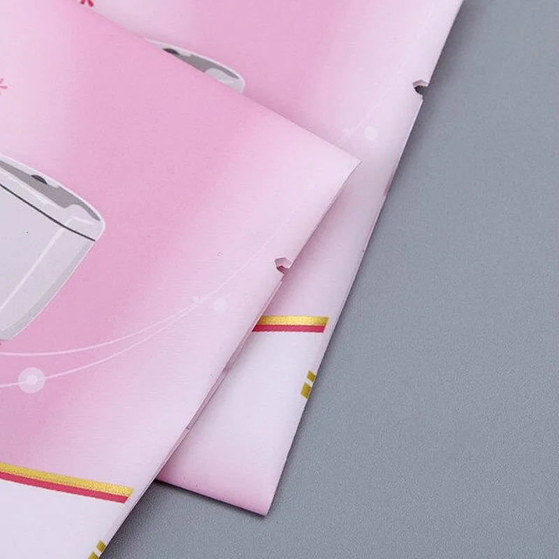 Custom pink packets for disposable toilet packing