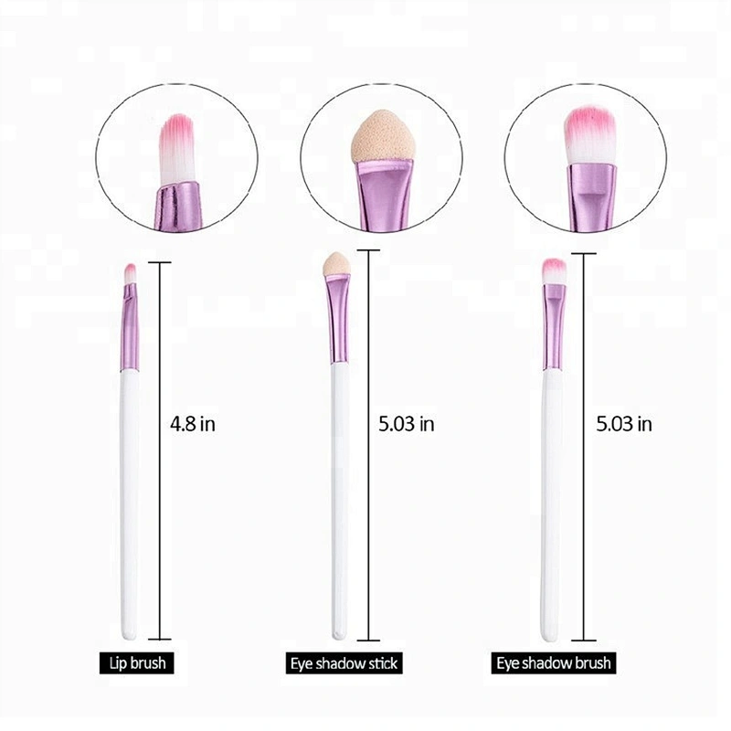 Custom Logo Wood Handle Synthetic Hair Pink 8pcs Cosmetic Comb Makeup Brush Set With Leather Bag
