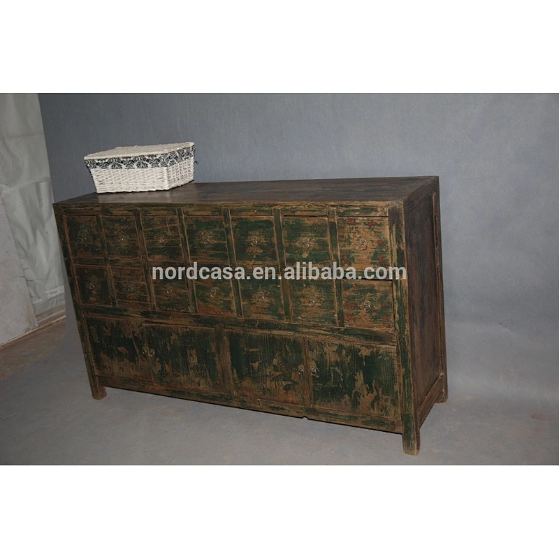 antique chinese medicine furniture recycle wood black cabinet with many drawer
