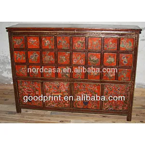 Chinese Antique Shanxi Recycled Solid Wood Distressed Medicine Cabinet