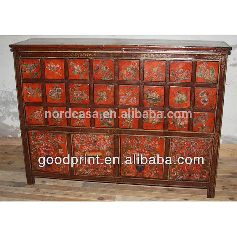 Chinese Antique Shanxi Recycled Solid Wood Distressed Medicine Cabinet