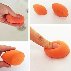 Popular product PU material olive bevel makeup sponge with latex-free