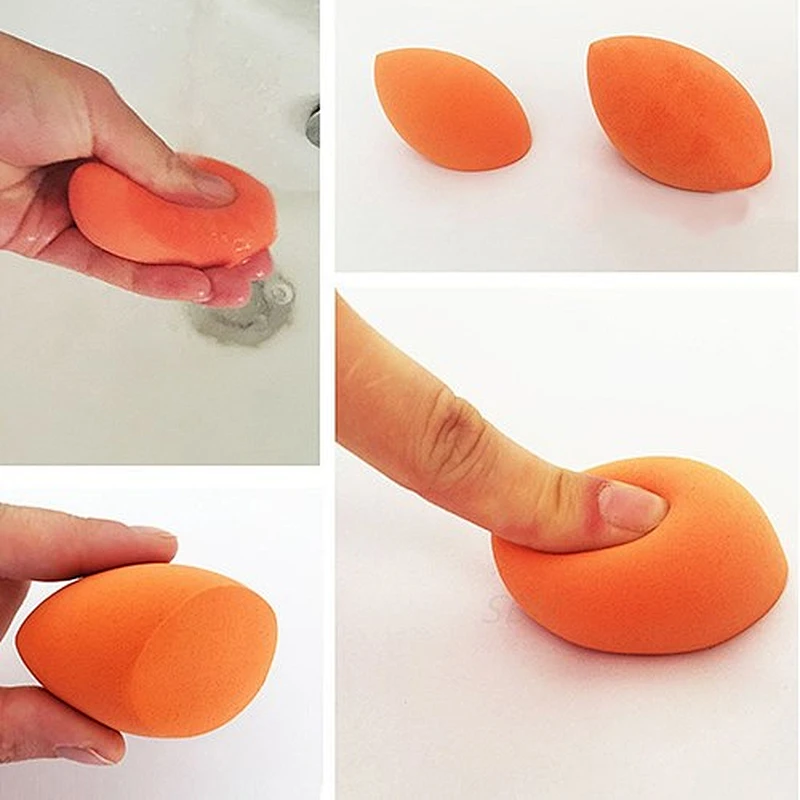 Popular product PU material olive bevel makeup sponge with latex-free