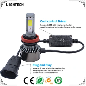 2017 Auto Parts Led Car Headlight H1 H3 H4 H7 H13 9007 9005 9006 GT 12v 24v 6000K Led Headlight Bulbs H11 80W 8000LM