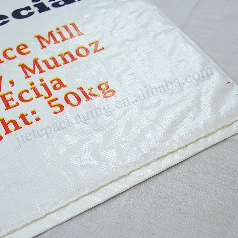 Customized golden printing 50kg white pp woven basmati rice packing bag export Dubai