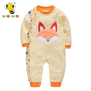 Wholesale WuaWua Babyboy Jumpsuit Spring and Autumn Latest Design Long Sleeve Baby Clothes Fox Pattern Romper