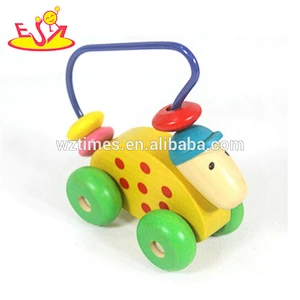 Wholesale preschool entertainment maze car toy cute wooden beads toy for toddlers W11B174