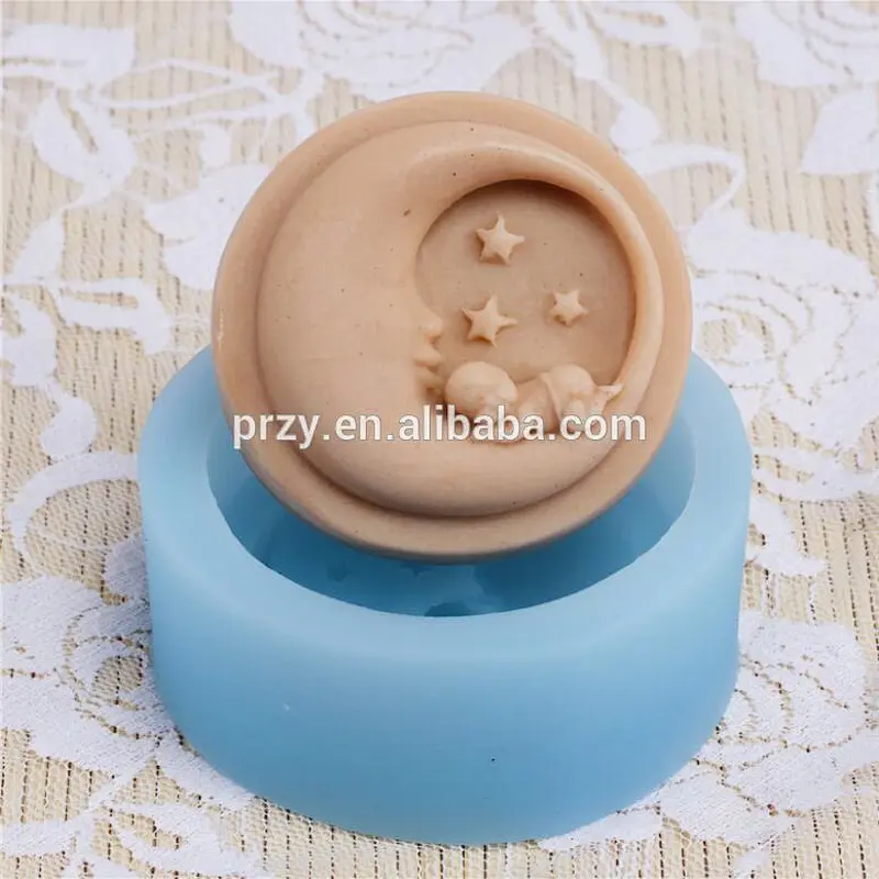 The moon with stars baby DIY silicone soap mold chocolate moulds