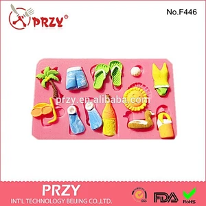 2015 Cheap wholesale beach series silicone molds for cake decorating