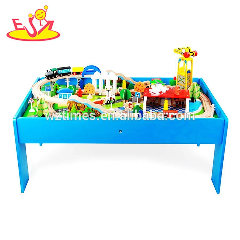 Funny kids 88 pieces wood train table for wholesale W04C061