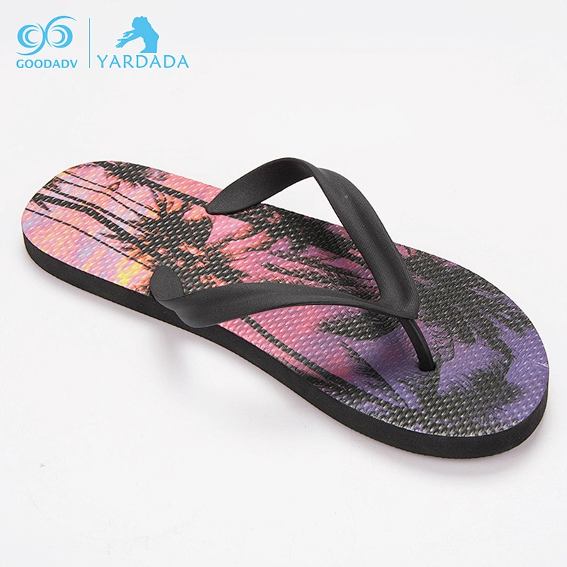 Personalized special material landscape upper women beach slipper flip flops