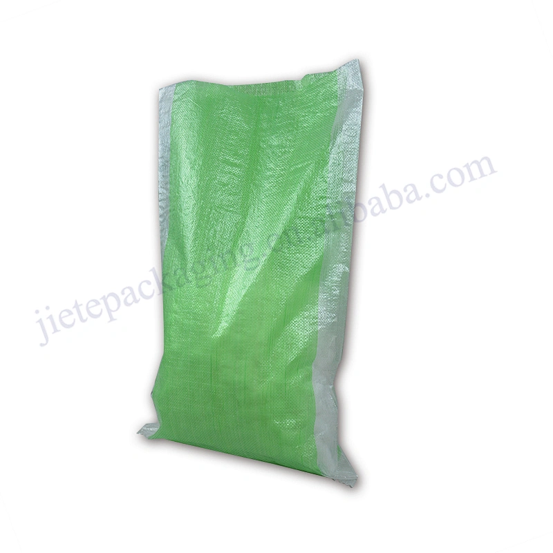 Green and white color transparent plastic pp woven packaging bag for agricultural and industrial