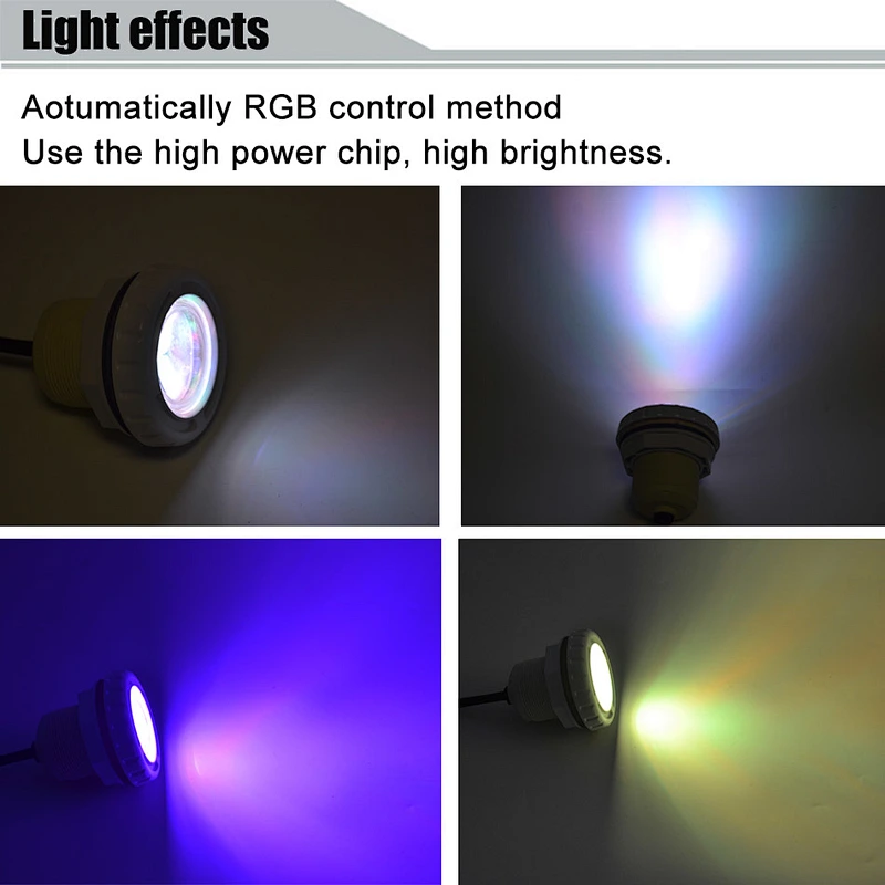HOTOOK China Supplier Marine Underwater Light 12V 3W RGBW IP68 Waterproof LED Swimming Pool Lights for Spa Liner Pond Piscina