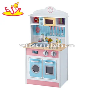 Nuevo diseño de niñas de madera rosa que cocinan juguetes para el juego de simulación W10C329