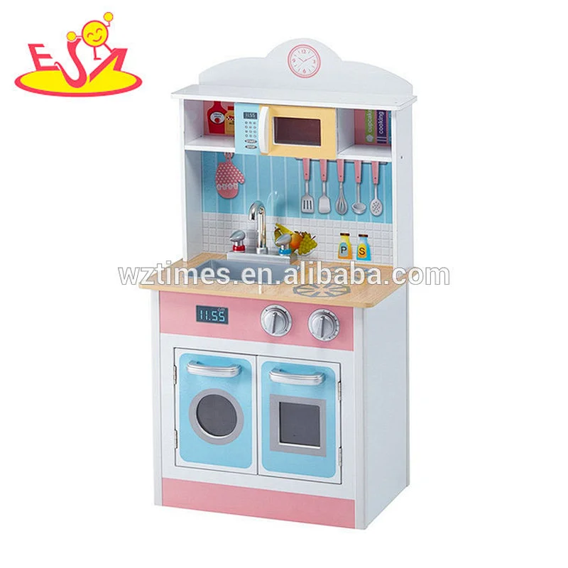 Nuevo diseño de niñas de madera rosa que cocinan juguetes para el juego de simulación W10C329
