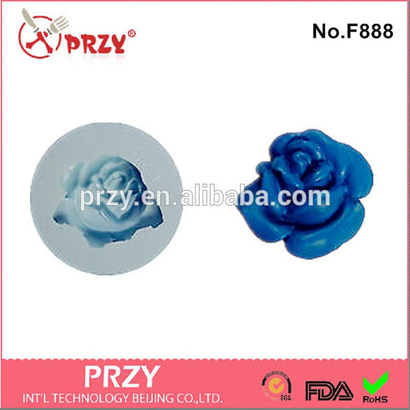 F888 PRZY Wholesale 2D Fondant Cake Rose Silicone Molds