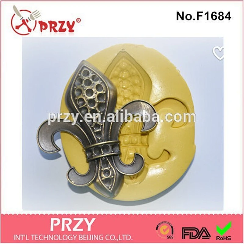 2015 hotsale Jumbo sized Fleur de Lis fondant silicone cake mold