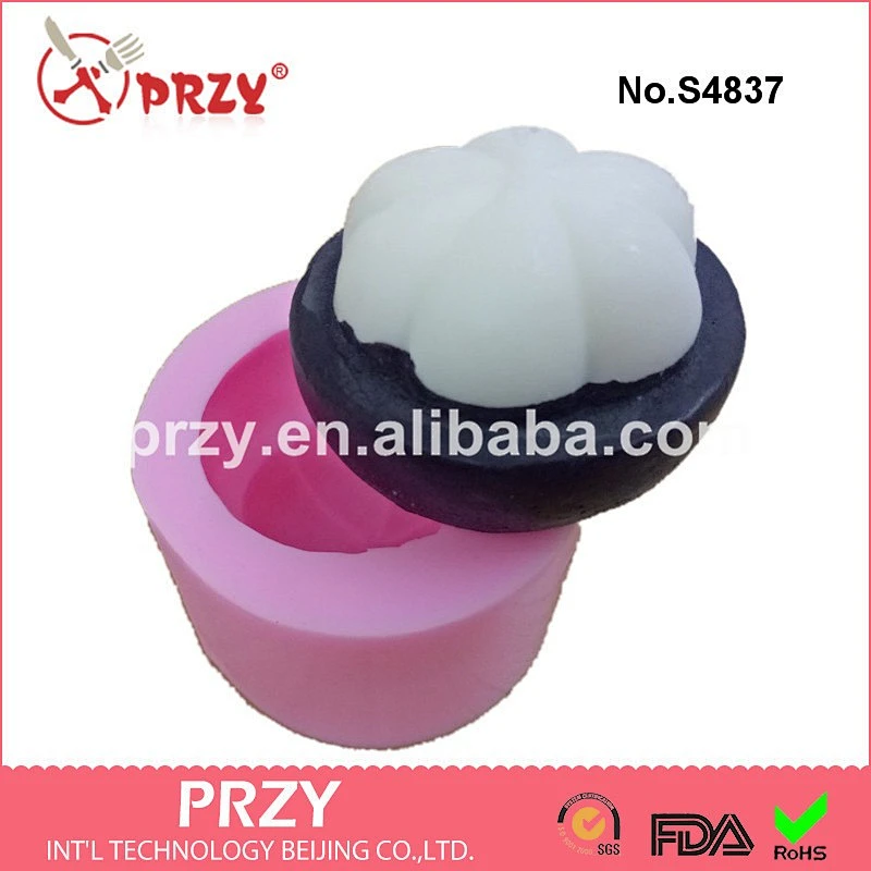 S4837 Fresh Mangosteen Fruit Shape Highly Food Grade Silicone soap Mold