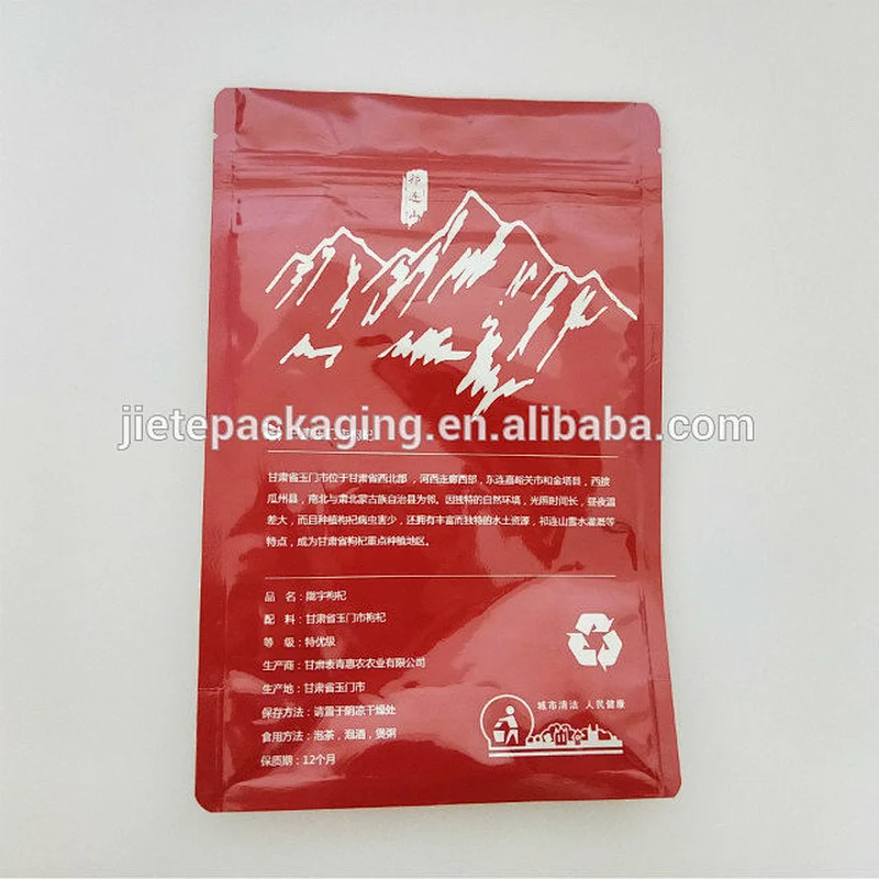 Customized LDPE plastic bag with transparent window for wolfberry snack,food,flour