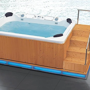 China Manufacture Deluxe Outdoor Jet Double Whirlpool Massage Bathtub Extra Large