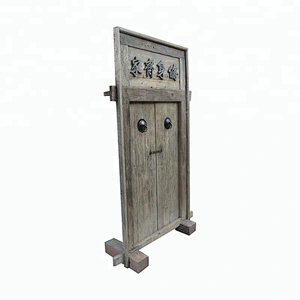 Vintage Antique Shanxi Recycle Old Elm Wood Inlaid Garden Door