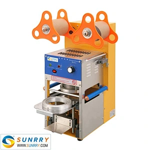 New tpye semi-automatic plastic rotary water cup filling sealing lid machine