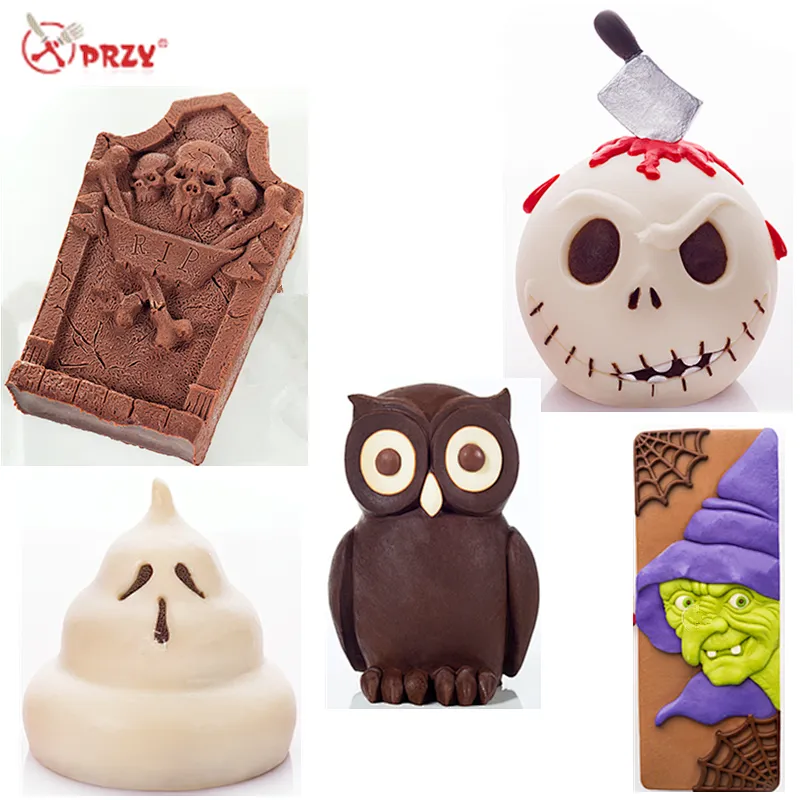 Halloween series Large Cake molds Pumpkin Silicone soap Mould terrible Skull head cake decoration Molds