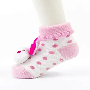 Autumn Winter wholesale kids manufacturers Newborn non slip floor lovely cartoon cat bear coral velvet Baby shoe Socks