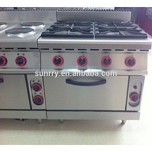 Commercial indoor stainless steel free standing induction 6 burner cooker gas range with gas stove oven