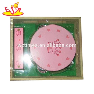 Wholesale delicate wooden music set toy children musical toy include drums flute and so on W07A032