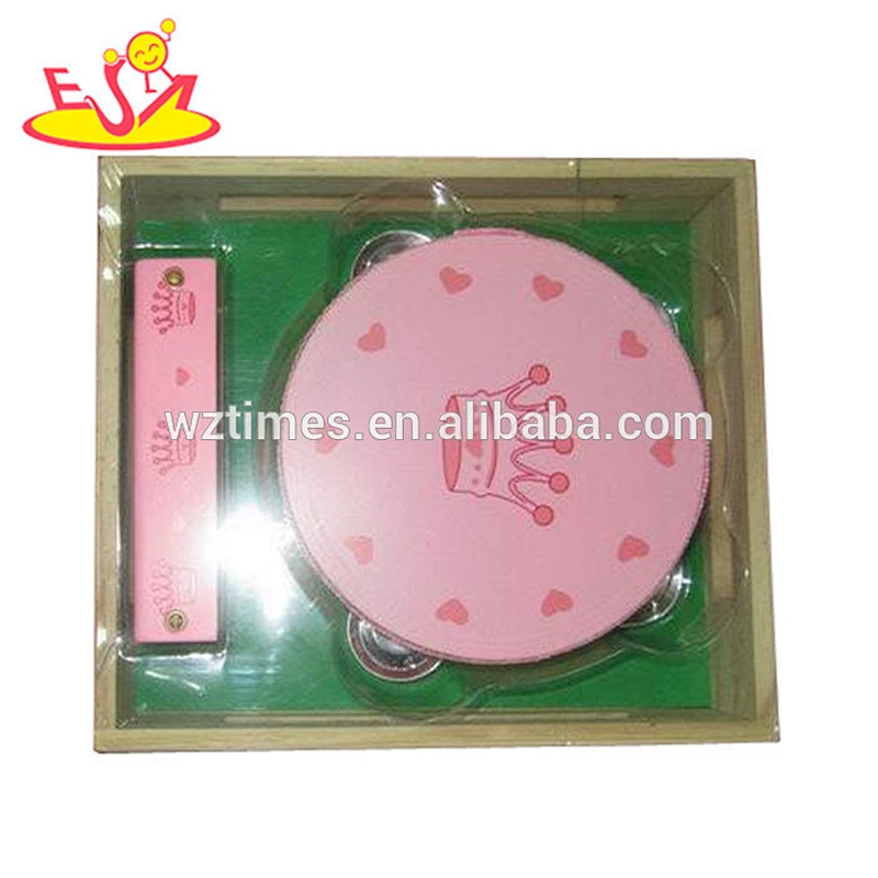 Wholesale delicate wooden music set toy children musical toy include drums flute and so on W07A032