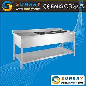 Kitchen Stainless Steel Sink Work Table/Stainless Steel Double Bowl Round Kitchen Sink/Lavatory Sink (SY-SK5621 SUNRRY)