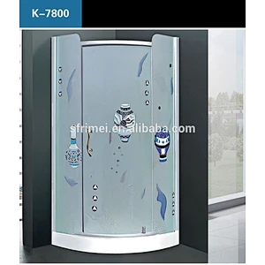 Hot Sales Round Pattern Painted Smart Pivot Curved Glass Shower Enclosure