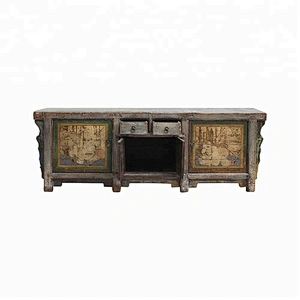 chinese antique recycled wood lacquered TV console furniture