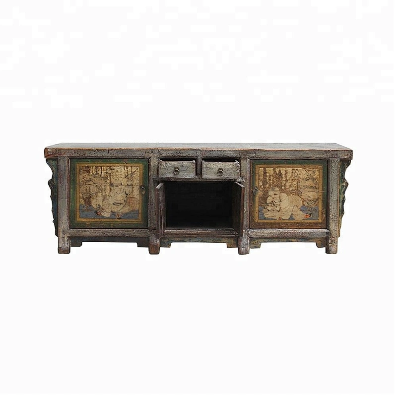 chinese antique recycled wood lacquered TV console furniture