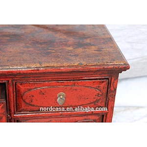 TV cabinet with 4 drawers 4 doors red antique cabinet