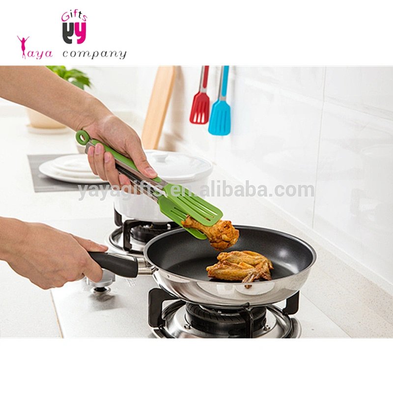 Food Grade Heat Resistant Stainless Steel Locking Silicon Spatula Tongs