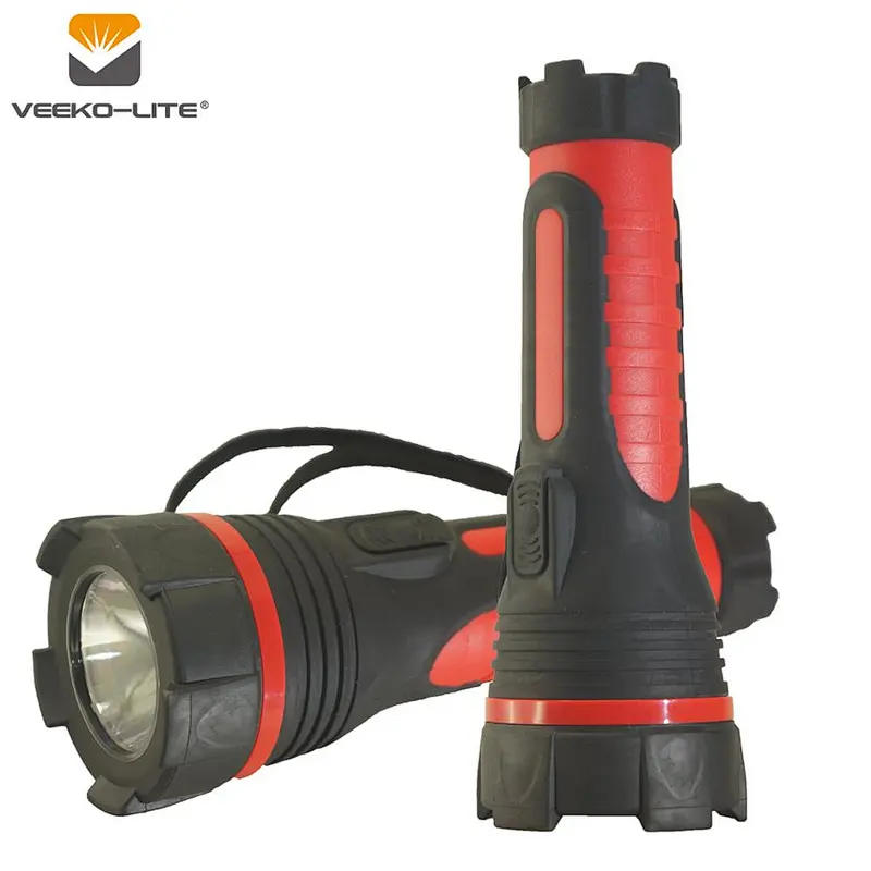 2018 hot sale 3WLED 130lumens TPR torch rubber light 2D Battery  waterproof flashlight