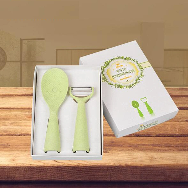 Kitchenware Ladle and Peeler China Suppliers Product High Quality Wheat Straw Stainless Steel Cookware Set
