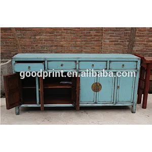 Chinese Antique Furniture Painted Console in Blue Chinese-Style Cupboard Console Sideboard