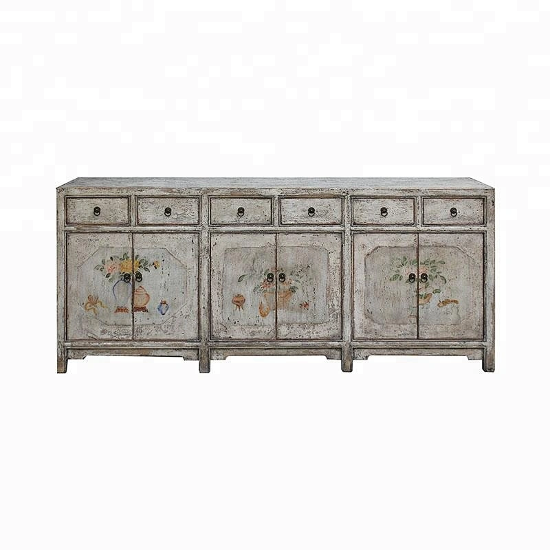 chinese oriental old shabby chic painted buffet sideboard furniture