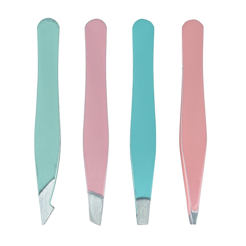 4pcs Stainless Steel Precision Pointed Slanted Flat Brush Eyebrow Tweezers kit