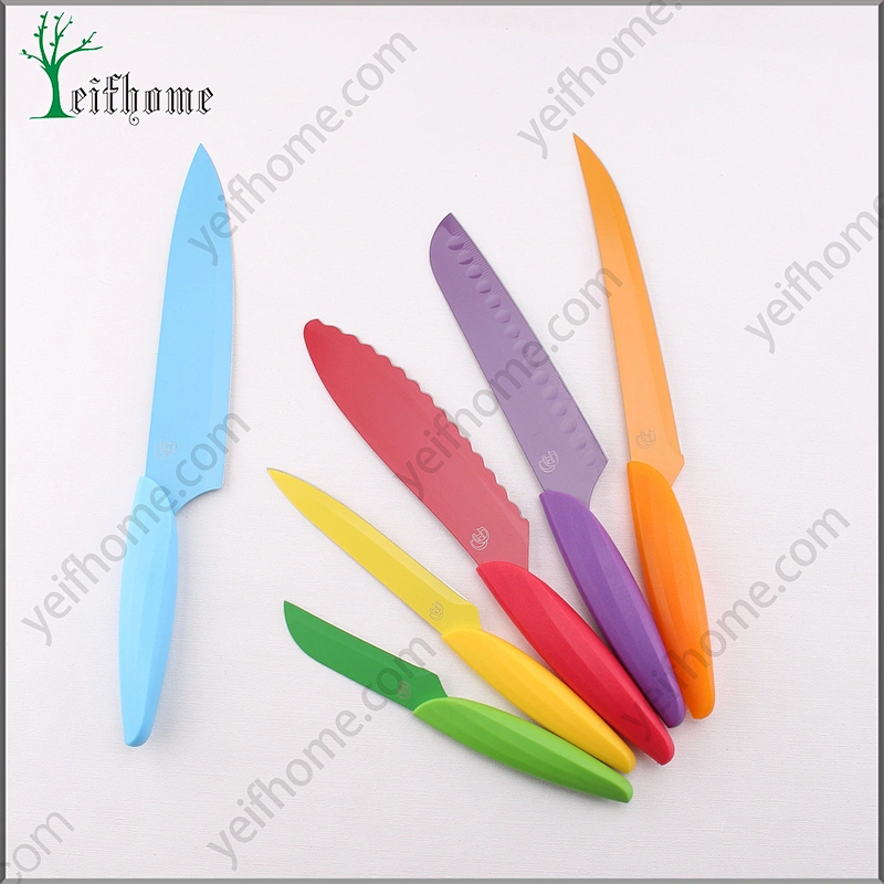 High quality stainless steel 6 pcs non-stick coating knife set