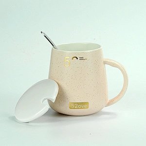High Quality Mixed Order Promotion Customized Logo Color Ceramic Mug Porcelain Coffee Cup With Spoon and Lid