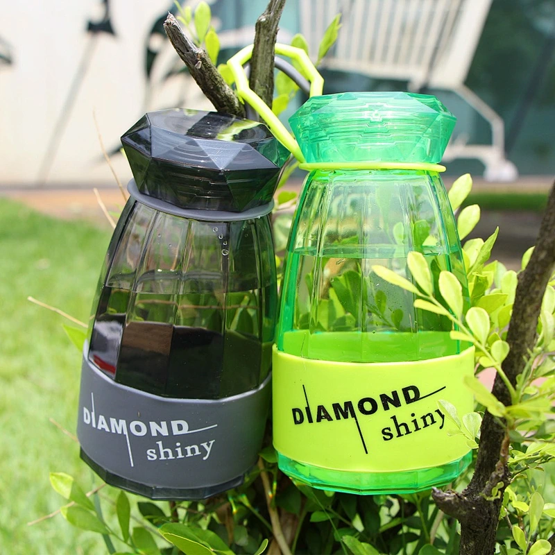 2018 Sport Style Plastic Diamond PP Mug with Plastic Lid +Silica Handle for Home and Outside