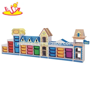 Wholesale kindergarten storage shelf wooden kids toy storage ideas high quality wooden children toy storage ideas W08C187