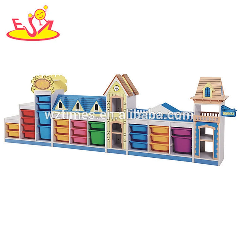 Wholesale kindergarten storage shelf wooden kids toy storage ideas high quality wooden children toy storage ideas W08C187