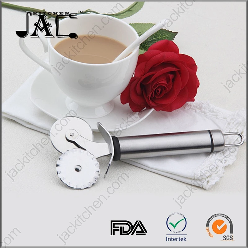 Pizza Cutter Pastry Slicer Flat & Fluted Wheel Pizza Knife