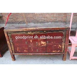 wooden Mongolia cabinet , antique 3drawer 2 door cabinet