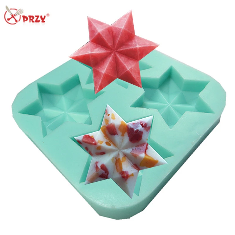 Star shaped Soap mold 4cavities Ice Cream mould Cake baking silicone molds